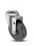 Shepherd Institutional Series 4 Diameter Soft Rubber Wheel Hollow Kingpin Swivel Caster, 165 lbs Cap