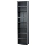 【Amazon.co.jp限定】クロシオ 薄型文庫書棚 黒木目 幅45cm高さ180cm 本棚 CD・DVD収納