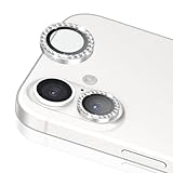 RanBluu カメラフィルム iPhone 17 対応 レンズフィルム アイフォン 17 用 キラキラ ラインストーン付き レンズ カメラカバー レンズプロテクター アルミ合金 & 9H強化ガラス製 独立型 露出オーバー防止 高透過率 剝落防止 耐衝撃 キズ防止 カメラ保護フィルム iPhone 17 用 シルバー