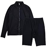 [ハッピー] スクール水着 女子 女の子 ラッシュガード 長袖 スパッツ パンツ 上下セット 小学生 学校 水着 G2326 濃紺 140cm