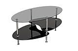【楕円形でオシャレ】FLORA　ガラスセンターテーブル　ブラック