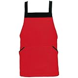 アイトス 胸当てミニエプロン(共生地配色) 009/レッド AZ-8655