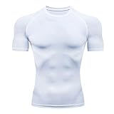 [Shopyruder] 加圧シャツ メンズ 半袖 ゴルフ アンダーシャツ 速乾 野球 トレーニングウェア スポーツインナー メンズ ノースリーブ 吸汗 コンプレッションウェア アンダーシャツ 長袖 ランニングシャツ 登山 釣り ゴルフ 運動 夏服 アンダーシャツ 長袖 冷感 uv メンズインナーシャツ半袖 速乾性 tシャツ メンズ 5l(白,3XL)