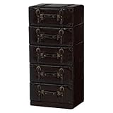 チェスト 5段 合成皮革 トランク型 チェスターシリーズ ダークブラウン 【完成品】
