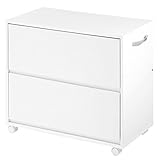 チェスト 木製 収納 キャスター ローチェスト サイドワゴン スリム おしゃれ タンス 整理 2段 ホワイト 白