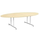 ミーティングテーブル・会議テーブル/　DWSテーブル　【タマゴ形・幅2400×奥行き1200mm・天板2分割】 カラー:オーク