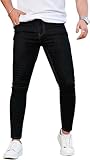 [GINGTTO] ジンット スキニージーンズ メンズ ストレッチ ジーパン 黒 細身 美脚 伸縮 デニムパンツ (30, ブラック)