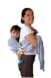 Mexican Rebozo and Ring Sling Baby Carrier (Blue and gray stripes)/ 100% Cotton/ Ideal for Breastfee