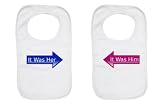 Twins Baby Bibs (Set Of 2) It Was HIm and It Was Her Bib Set by UKTwins