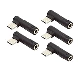 Cablecc 5個/セット Type-C - 90度角度 3.5mm イヤホンアダプター タイプ USB-C 3.1 オス - AUX オーディオメス