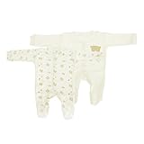 ベビー・赤ちゃん用 綿100% 長袖ロンパース ボディースーツ セット (2枚入) パジャマ (新生児) (ペールイエロー)