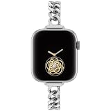 Apple watch用チェーンバンドおしゃれ、軽い金属製可愛交換Apple Watch バンド、Series 8 7 6 5 4 3 2 1 SEの49/45/44/42/41/40/38mmに対応 (38/40/41mm, シルバー)