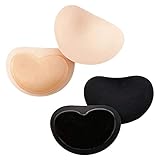 [tianmen] シリコンパッド パッド 2組 胸パッド レディーズ シリコン ブラ 胸 パット 綿 女装 シリコンブラ 水着 コットンブラジャー 下着 バストパッド 挿入パッド 厚 バストアップ 盛れる 肌色 ブラック