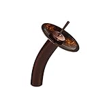 VIGO Single Handle Waterfall Bathroom Faucet with Brown and Gold Glass Disc, Oil Rubbed Bronze [並行輸入