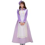S&C Live 美女と野獣 ポット夫人コスプレ メイドワンピース 長袖 ロング 紫 エプロン ミニ帽子 ハロウィン レディース ディズニー 大人コスプレ#190332 (XL)