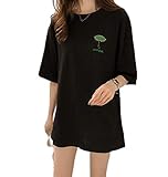 [GIVEK] Tシャツ オーバーサイズ ロゴ 半袖 楽 ゆったり シルエット オーバーサイズ レディース 春 夏 トップス 部屋着 ブラック (L, ブラック)