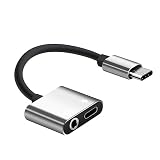 Ipetboom Usb Cヘッドフォンアダプター Usbオーディオアダプター 2 in 1充電対応タイプcオーディオ変換ケーブル 通話対応 安定伝送 チップ内蔵 スマートフォン用 ポータブルシルバー
