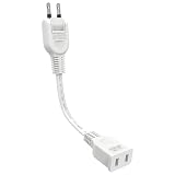 KOZUMUWAN 電源タップ ACアダプタ用電源延長コード 1個口 ホワイト トラッキング火災予防絶縁キャップ付きスイングプラグ 延長コード 屋内用 フリープラグ 180度回転プラグ 2ピンプラグ接続可能 メス-オス (10cm, ホワイト)