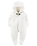 カーターズ ロンパース carter's 男女兼用モコモコフリース立体3D耳フードx足つきカバーオール (9months(67-72cm), スノーホワイト) [並行輸入品]