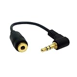 NFHK 90度 直角 3.5mm 3極 オーディオ ステレオ オス - メス 延長ケーブル 10cm ブラック