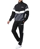 [ソレイルドール] ジャージ メンズ 上下 セット トレーニングウェア セットアップ 切替 ブラック L