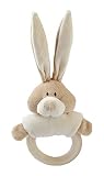 Wooly Organic Soft Toy Bunny Rattle with Wooden Teether (3 Months Plus, Beige) by Wooly Organic