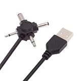 NFHK USB 2.0 Type-A オス - 4-in-1 DC 5V 5.5x2.1mm 4.0x1.7mm モノラル 3.5mm 2.5mm 電源プラグ バレルコネクタ 充電ケーブル