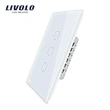 LIVOLO米国標準ホワイト3ギャング1 ウェイタッチスイッチで強化ガラスパネル-C503-11