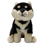 Moko Choice 柴犬ぬいぐるみ リアルなぬいぐるみ - 30cm ソフトで可愛い 子供に最適 誕生日プレゼントにも リアルなぬいぐるみ 抱き枕 クッション ふわふわ かわいい 黒柴 グッズ キュート 豆柴 ぬいぐるみ (ブラック)