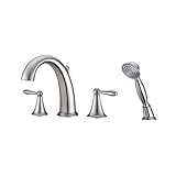 Ultra Faucets UF65243 Transitional Collection Two-Handle Roman Bathtub Faucet with Hand-Shower, Brus