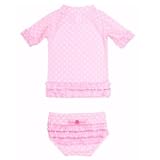 RuffleButts ラッフルバッツ水着 UPF50+ ラッシュガード Pink Polka Dot Ruffled Rash Guard Bikini (6-12m（70）, Pink（ピンク）)