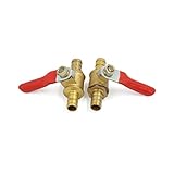 uxcell　ボールバルブ　配管継手　レッドレバーハンドル　真鍮　エア　1/4BSPおネジ　 2個入り