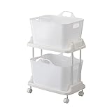 ソフトバスケット付きワゴン　　ホワイト　二段