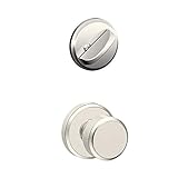 Schlage F59 BWE 618 GSN Bowery Knob with Greyson Trim and Interior Single Cylinder Deadbolt, Polishe