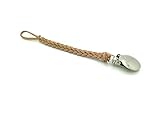 Ryan And Rose Hart Cutie Clip - Faux Suede Braided Pacifier Clip (Sand) by Ryan And Rose