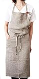 [ニカ] エプロン リネン 男女兼用 フルエプロン ロング丈 リネンダークグレー