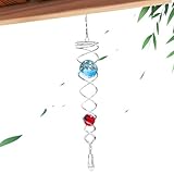 ウィンドスパイラルスピナーボール ゲイジングボールスパイラルテール | 9 インチのステンレス鋼装飾風スピナー | クリスタルボールとチェー