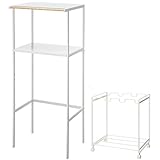 キッチンラック 幅55 ＆ ゴミ箱 ワゴン 2点セット レンジ台 ダストワゴン 3分別 キャスター付き スリム キッチン ホワイト