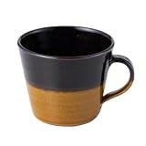 2toneマグカップ 330ml｜道祖土和田窯・益子焼の上質な手仕事（日本製）黒茶/茶黒 (黒飴 Kuro/Ame)_電子レンジ対応/食洗機対応_シンプル_ブラック/ブラウン