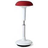 タンスのゲン 【傾けて楽な姿勢に！】 ハイスツール スタンディングチェア 昇降 62～85cm ガス圧式 スタンディングデスク対応 人間工学 カウンターチェア 無段階高さ調節 耐荷重100kg ホワイト×レッド 54310000 RE