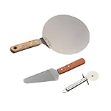 BESTONZON 三角シャベルとピザカッターを備えたステンレススチールケーキ昇降ピザ転送トレイケーキ用キッチンツールピザパイとクッキー