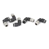 uxcell チューブフィティング 4mm チューブ 1/8 BSP オスねじ 2つの方法 90度 エア クイック 継手 5