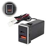 GIMUYA usbポート 増設電源ユニット qc3.0 Type-A pd Type-c アルファード/ヴェルファイア 20系 30系 前期 後期 ノア/ヴォクシー 80系 70系 車載 usb 電源 増設ソケット 充電ポート 急速 同時充電 ledライト付き アイスブルー発光 カプラーオン 説明書付き 1PCS