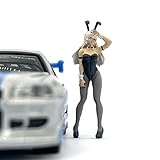 1/64スケ バニーガール ールシナリオ人フィギュア樹脂置物mini gt ジオラマガレージミニチュアモデル装飾アクセサリー ガチャ カプセルトイ (black)