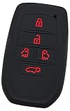 【IKT】トヨタ車用 スマートキー用シリコンカバー 5ボタン ブラックレッド/新型アルファード（2023～） / 新型ヴェルファイア（2023～） / 新型ノア（2022～） / 新型ヴォクシー（2022～） / など 専用設計でピッタリサイズ 傷防止 さらさらシリコン TOYOTA車用（TS-027BKRE）