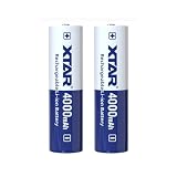 XTAR 18650 タイプ 4000mAh 大容量リチュウムイオンバッテリー 10A 3.6V 保護回路付き電池2本セット 専用バッテリーケース付 600サイクル充電可能 リチュウムイオンバッテリーLi-ion-batteryボタントップタイプメーカー保証有
