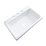 Dekor Sinks 58300 Brookwood Single Bowl Cast Acrylic Kitchen Sink-3 Hole, 33, White by Dekor Sinks