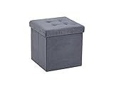 Hodedah Foldable Storage Ottoman, Grey