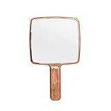 YCHMIR ハンドミラー 手持ちミラー 電気メッキミラー (ローズゴールド、スクエアM)