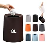 ゴミ箱 おしゃれ ゴミ袋が見えない 丸型 卓上 ビニール袋隠す 1.5L/8L/12L シンプル リビング キッチン 洗面所 オフィス ごみ箱 ごみばこ フタなし ルクレール 2重構造 フタなしゴミ箱 (ブラウン, 8L)